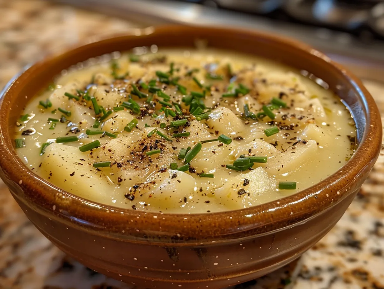 A delicious bowl of Crock Pot Crack Potato Soup garnished with bacon and cheese.