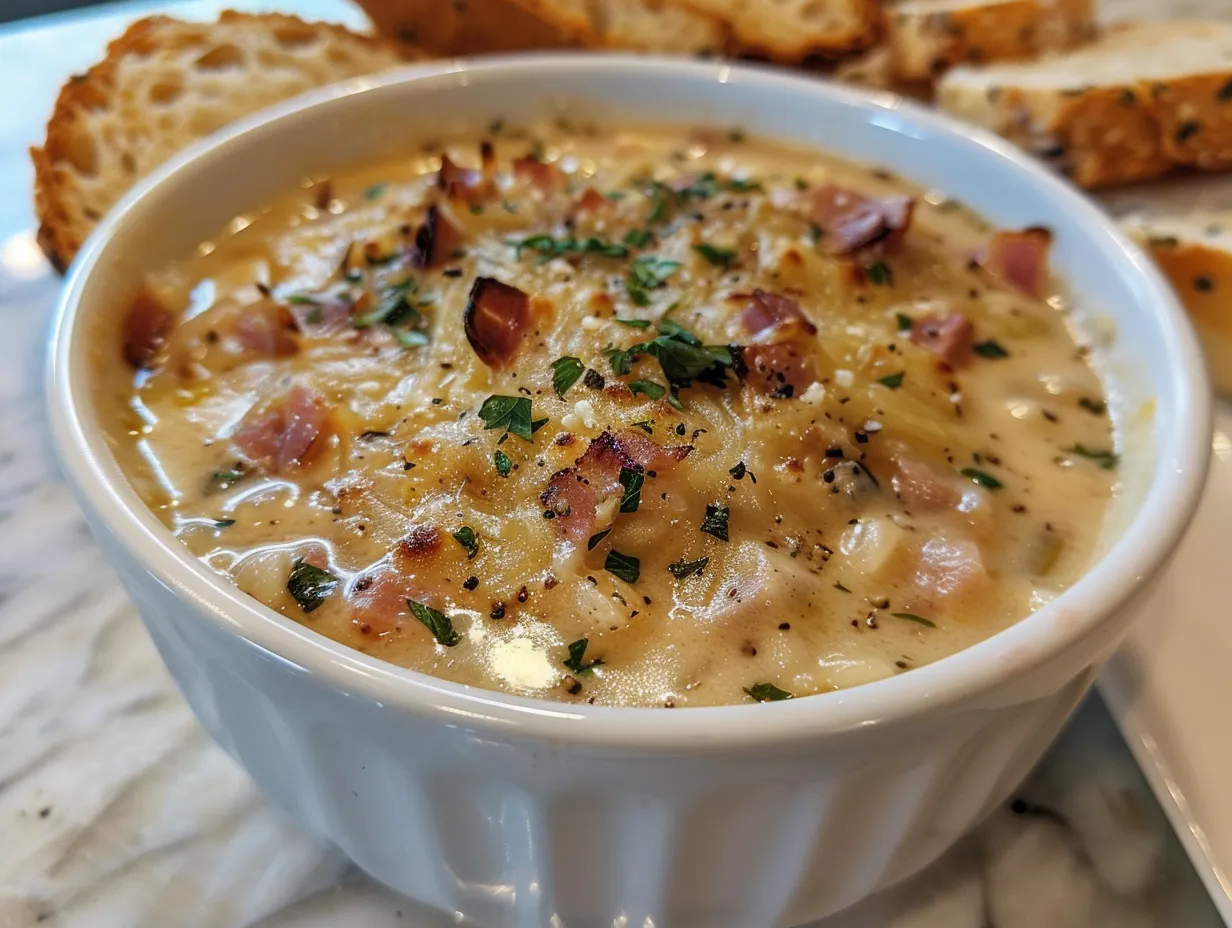 Creamy Reuben Soup in Bowl