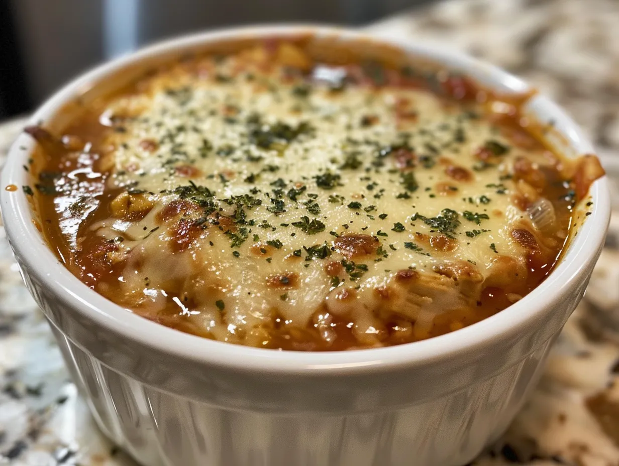Delicious Bowl of Chicken Parmesan Soup