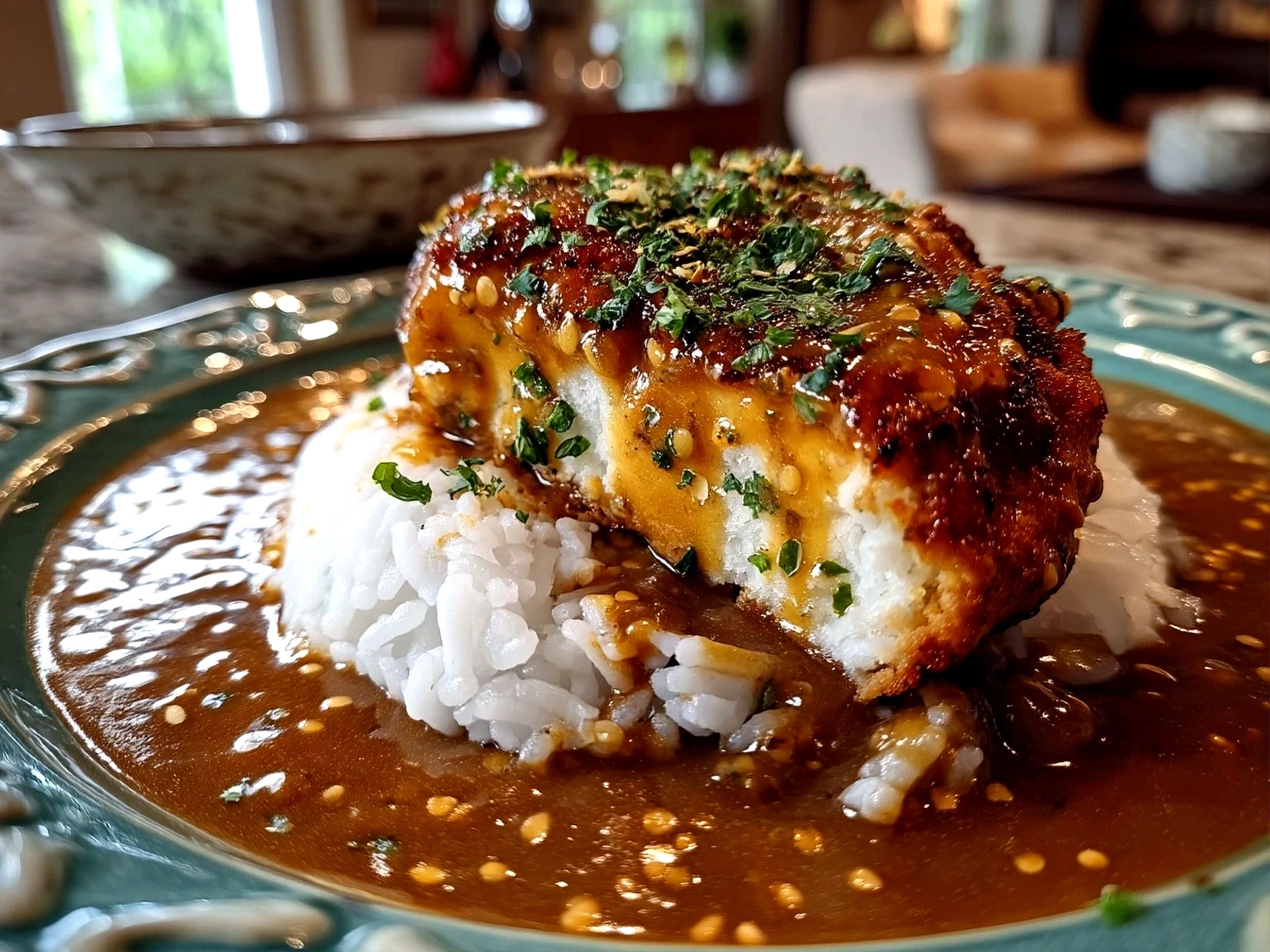 Close up of finished delicious peanut sauce rich and inviting