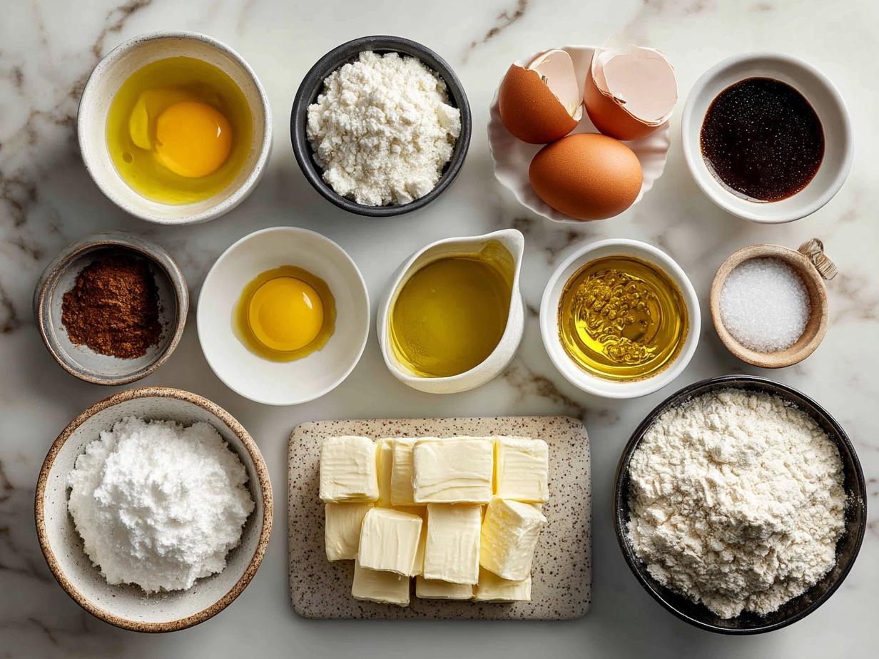 Ingredients for Bomboloni alla Crema on a kitchen table