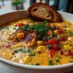 bowl of creamy homemade chicken corn chowder
