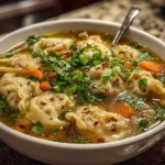 Bowl of Delicious Potsticker Soup