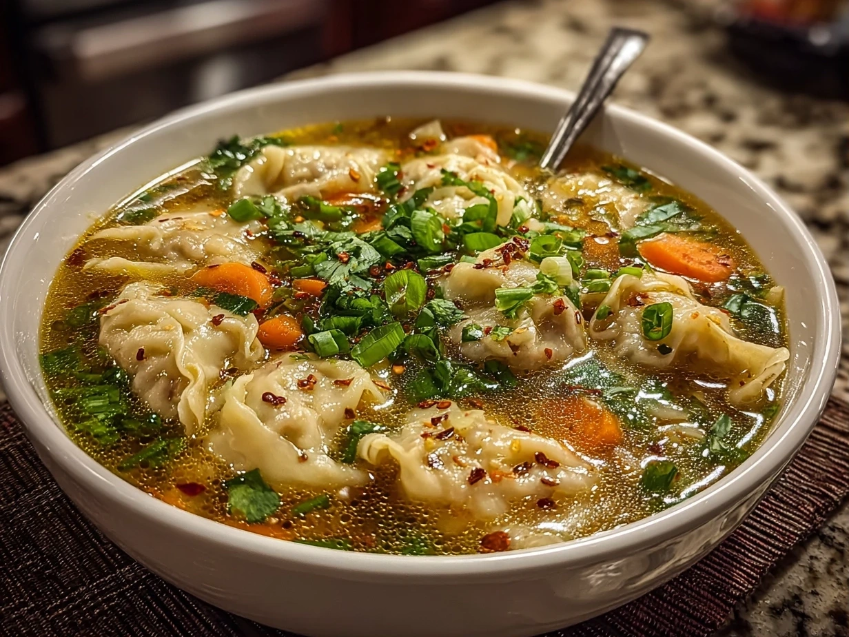 Bowl of Delicious Potsticker Soup