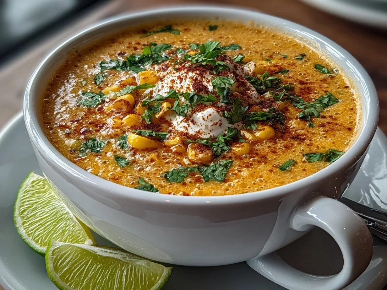 Bowl of Mexican Street Corn Soup with Toppings