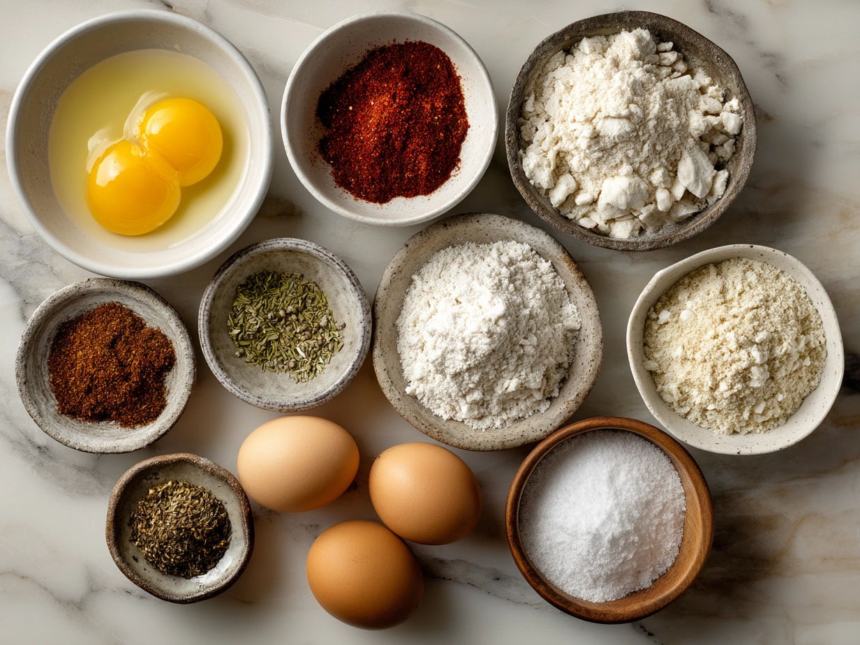 Ingredients for Butter Chicken Linguine including spices, chicken thighs, linguine pasta, onions and cream