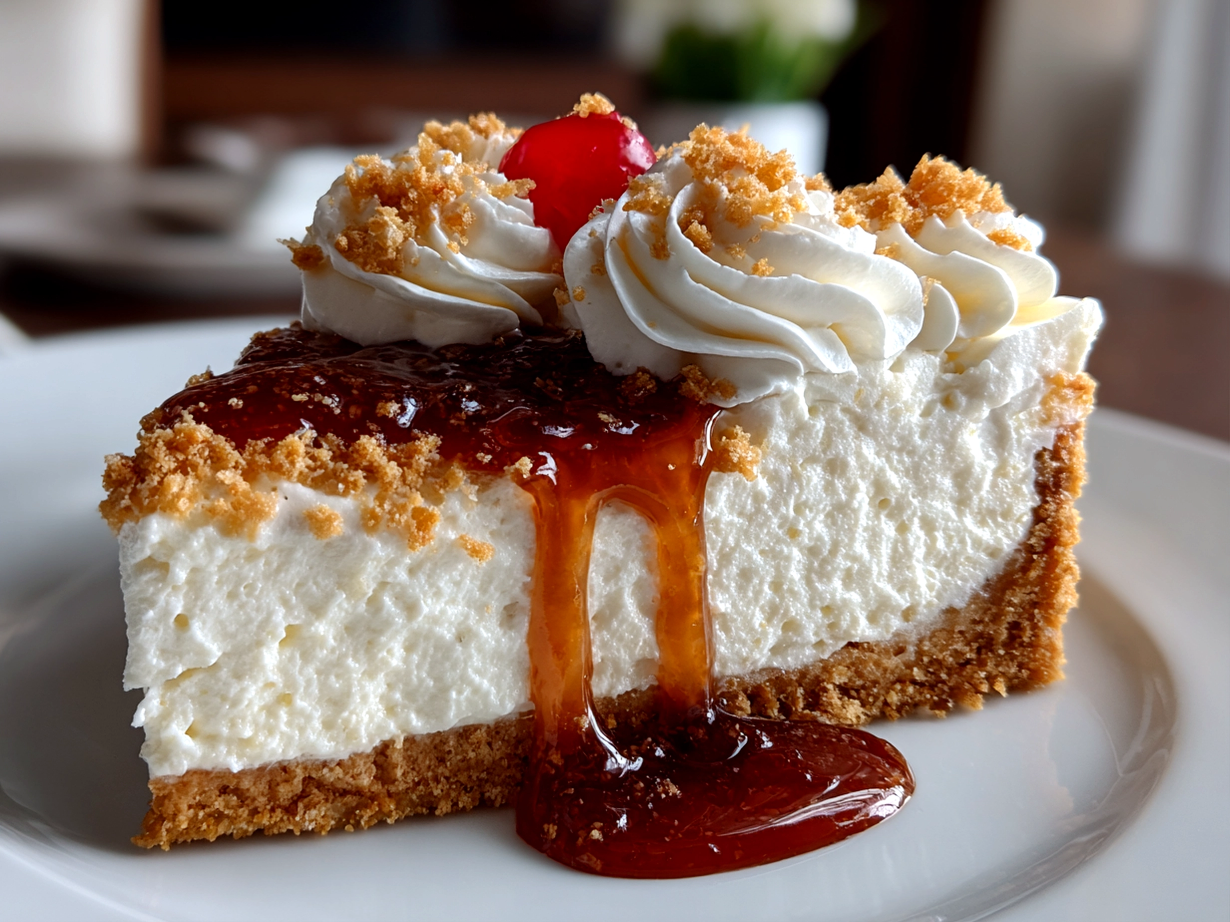 Classic no bake cheesecake, smooth creamy texture