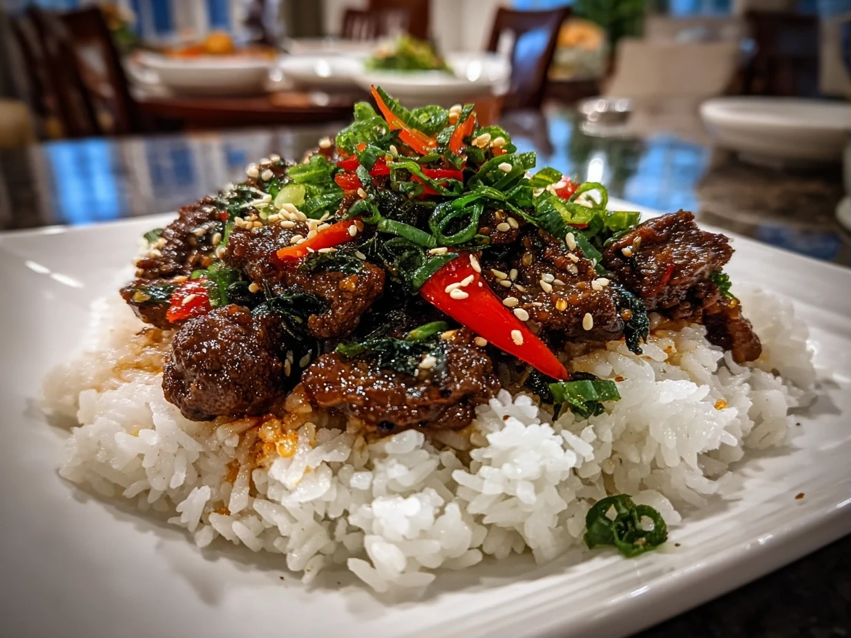 Close-up of delicious Ground Beef Bulgogi served