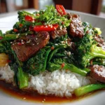 Close-up of homemade Chinese Beef Broccoli Stir-fry