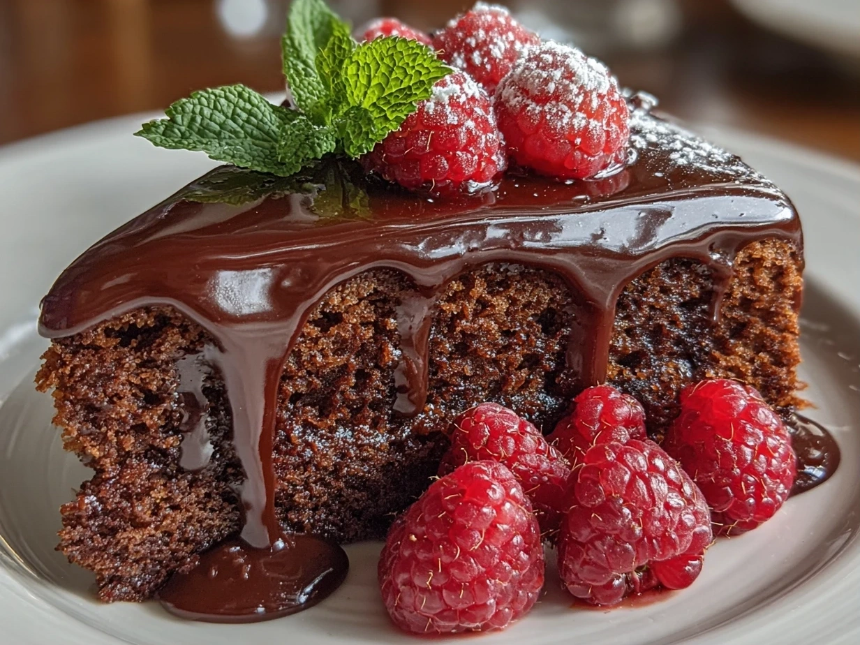 Close-up of homemade Chocolate Raspberry Cake