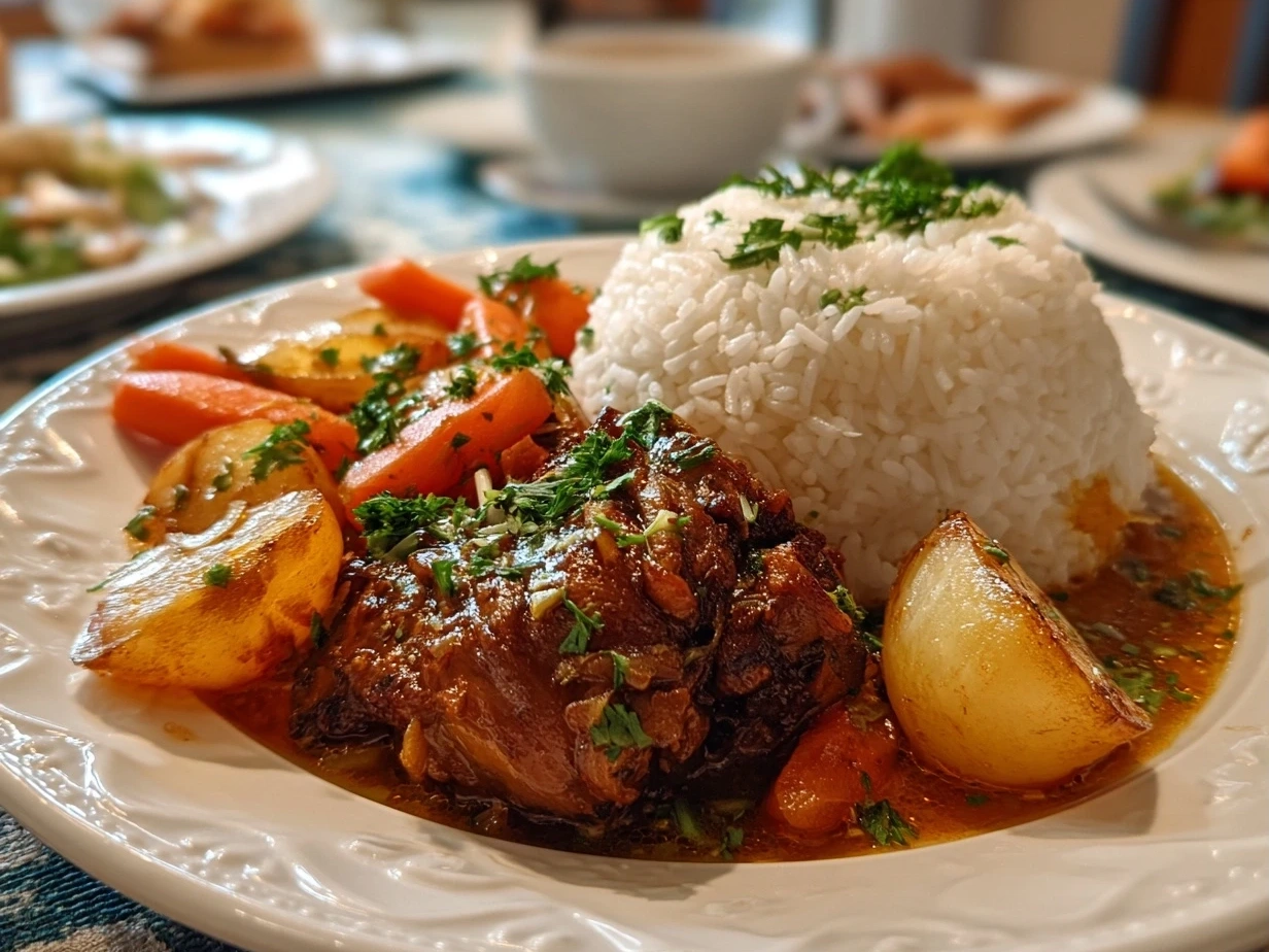 Close-up of homemade Filipino Chicken Adobo