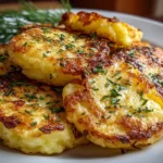 Close-up of homemade Parmesan potatoes on white plate