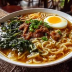 Close-up of Homemade Ramen Noodle Soup