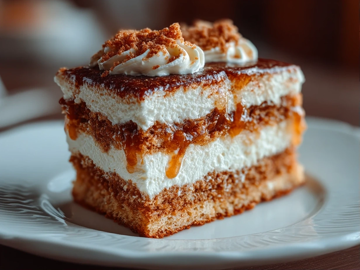 Close-up of Italian Love Cake on white plate