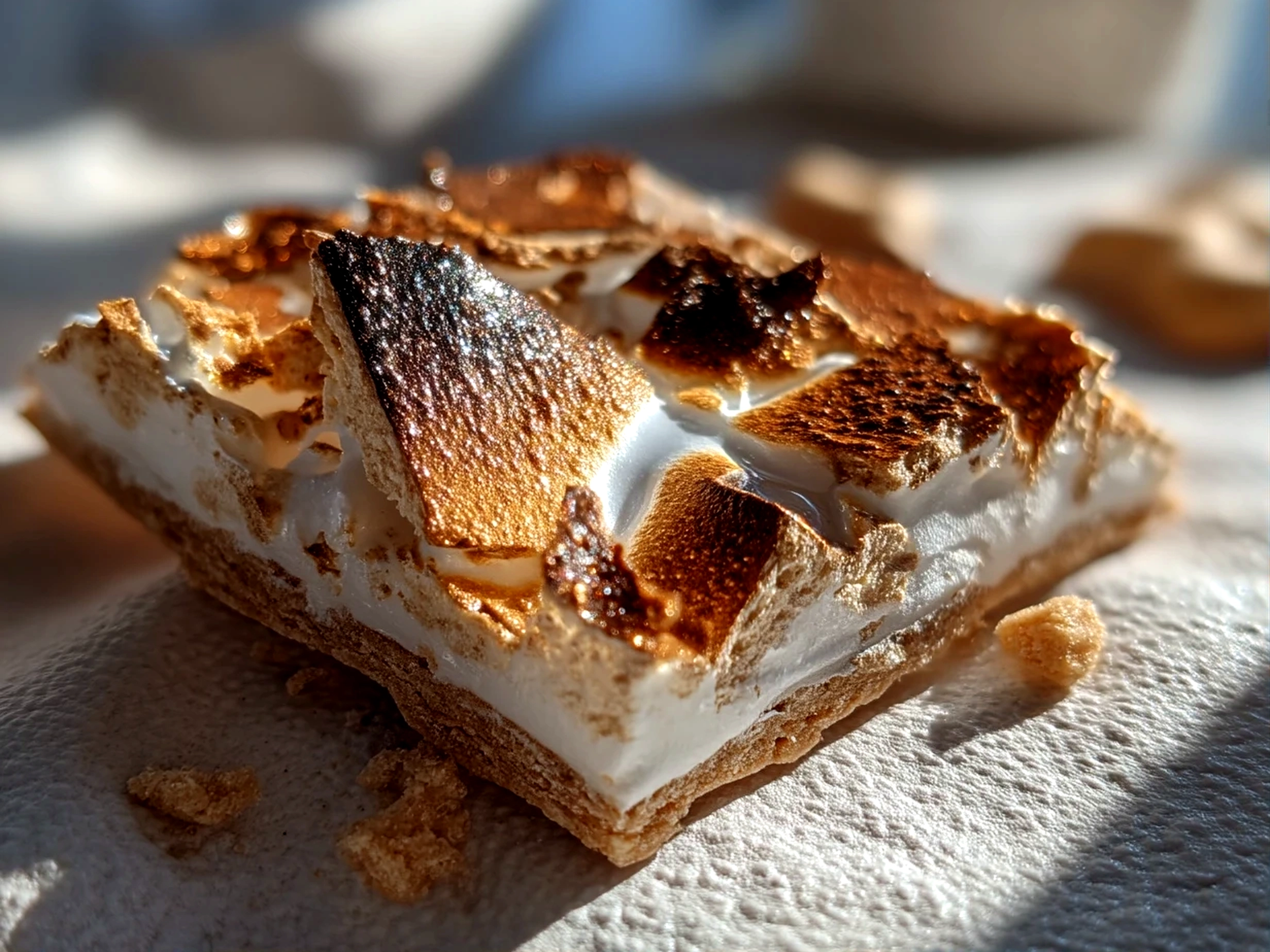 Close-up of ready to eat Smores Bark showcasing chocolate, marshmallows, and graham cracker pieces