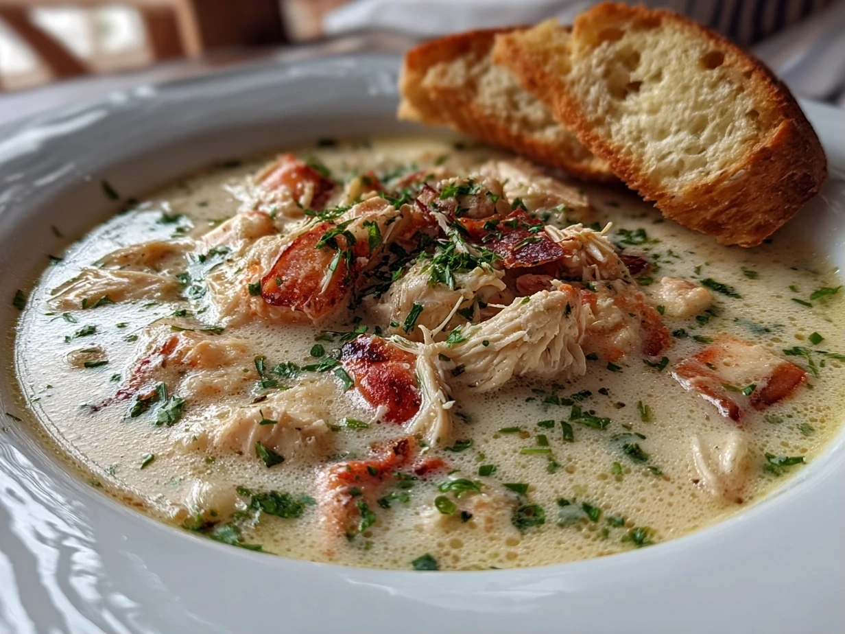 Creamy Chicken Alfredo Soup Bowl