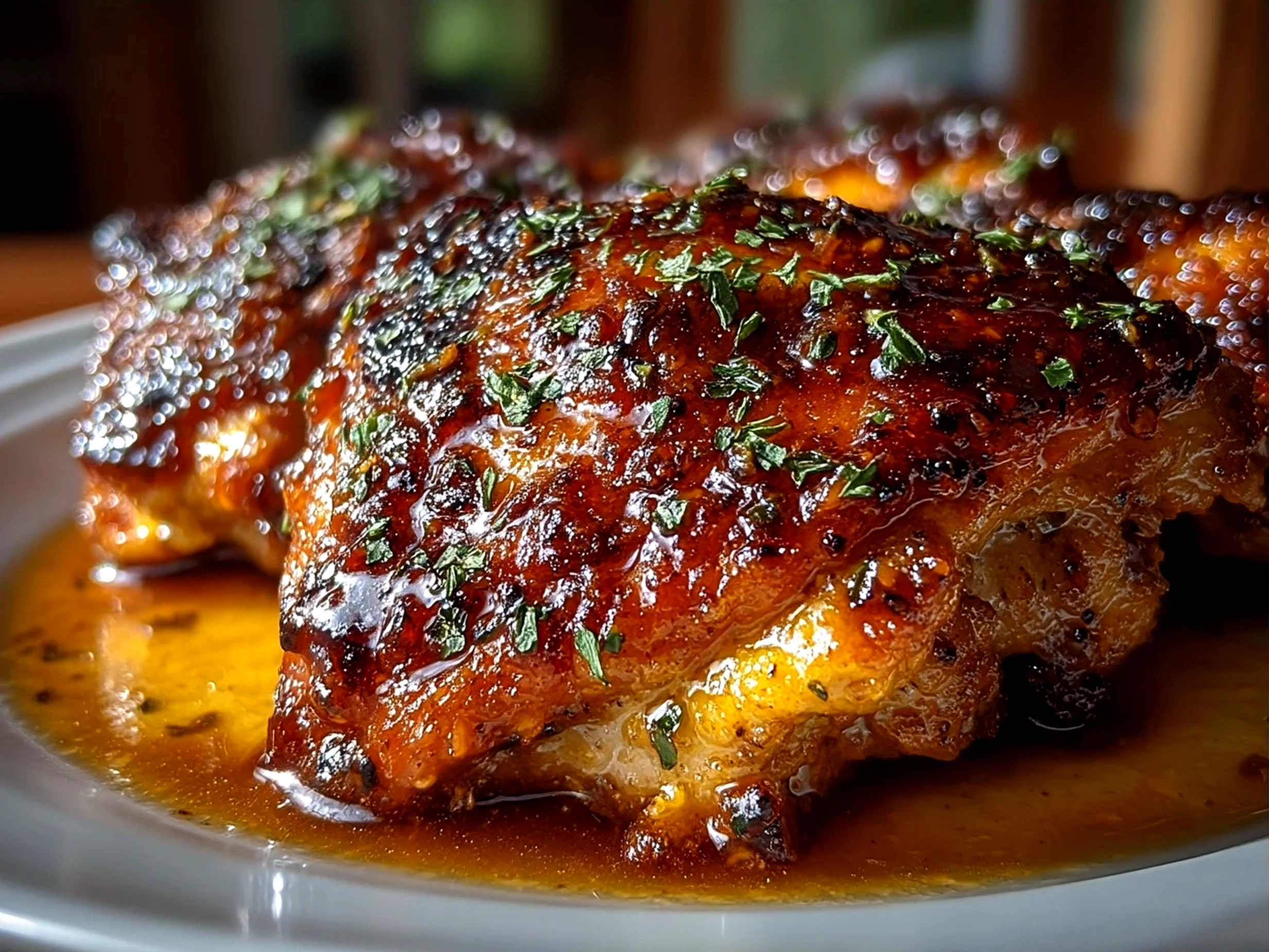 Serving platter of Crockpot BBQ Chicken ready to serve