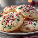 Delicious Christmas Sprinkle Cookies on White Plate