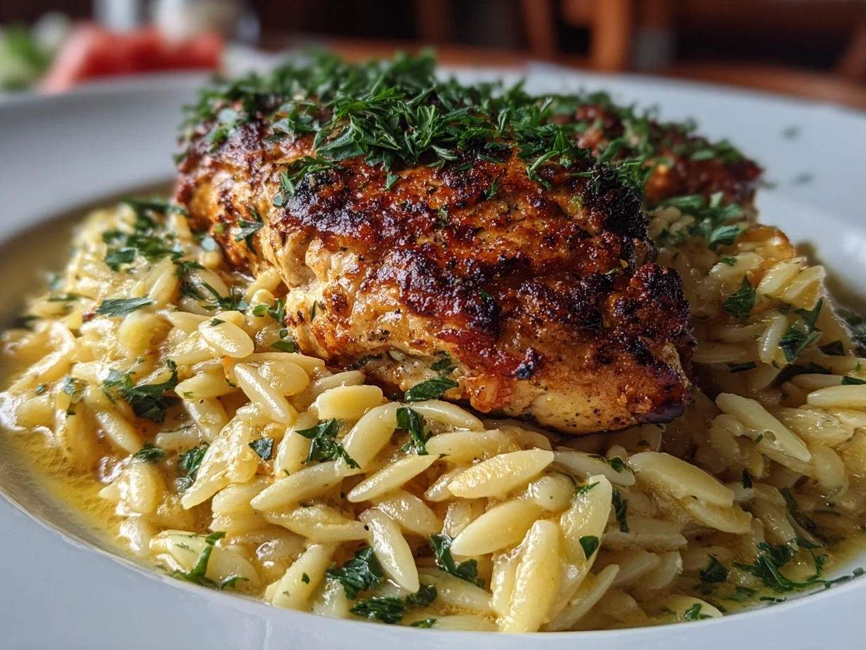 Delicious Mediterranean Chicken and Orzo Plated