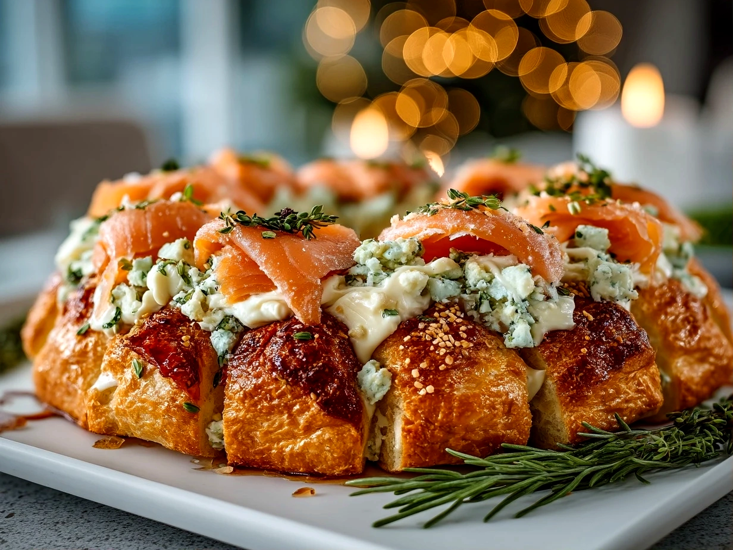 Festive Christmas Smoked Salmon Bruschetta Wreath
