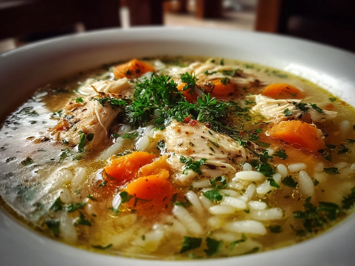 Finished bowl of creamy Marry Me Chicken Soup garnished with fresh basil