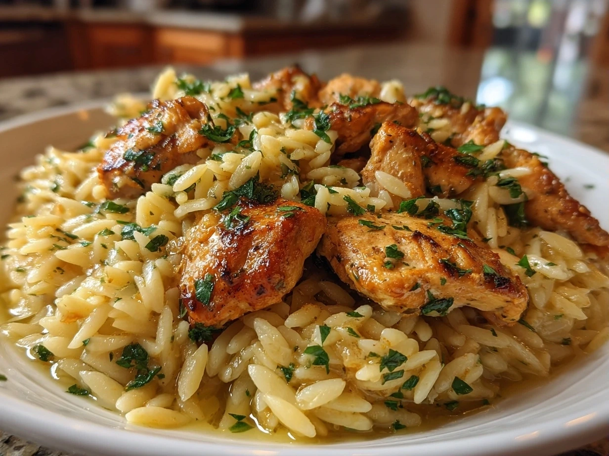 Finished Mediterranean Chicken and Orzo
