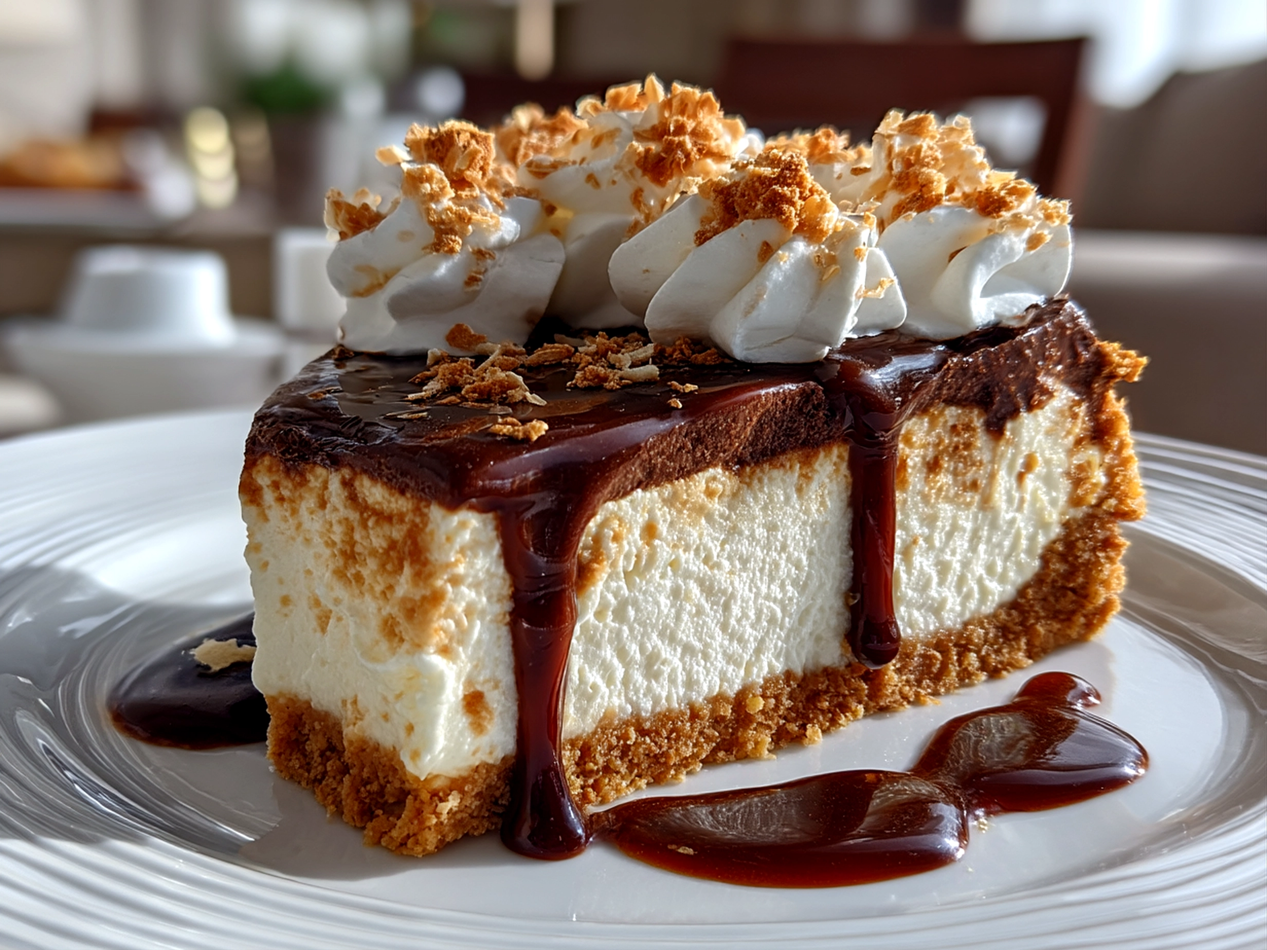 Finished No Bake Classic Woolworth Cheesecake close up