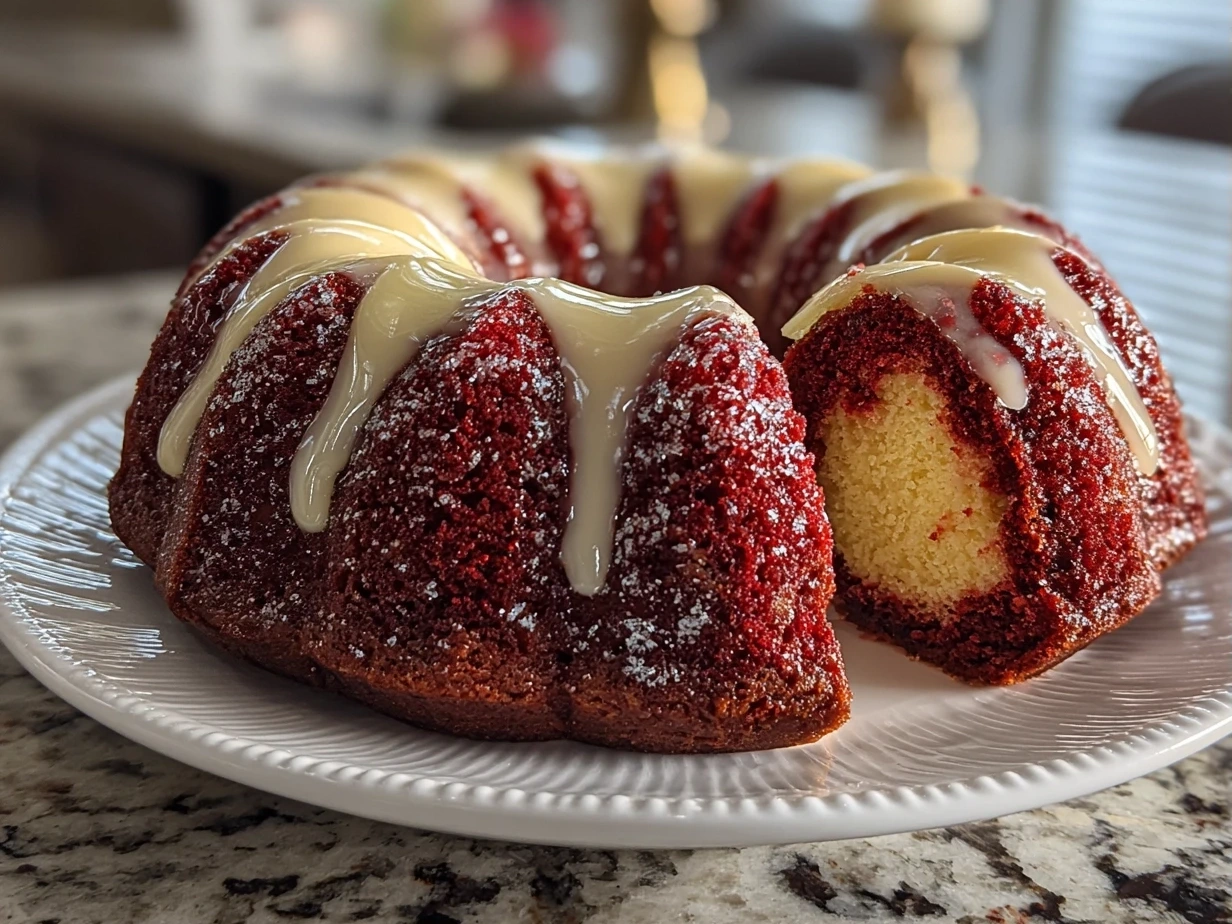 Finished Red Velvet Cream Cheese Bundt Cake
