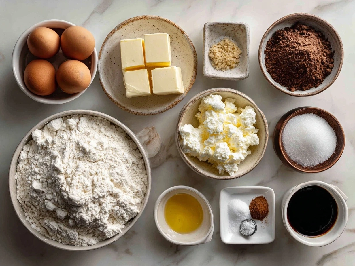 Ingredients for French Toast Bake recipe including bread, eggs, milk, and spices