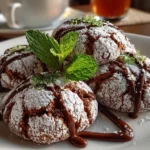 Freshly prepared Chocolate Mint Crinkles close-up