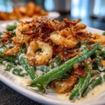 Freshly prepared Green Bean Casserole Close-Up