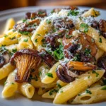 Freshly Prepared Mushroom Gruyere Pasta