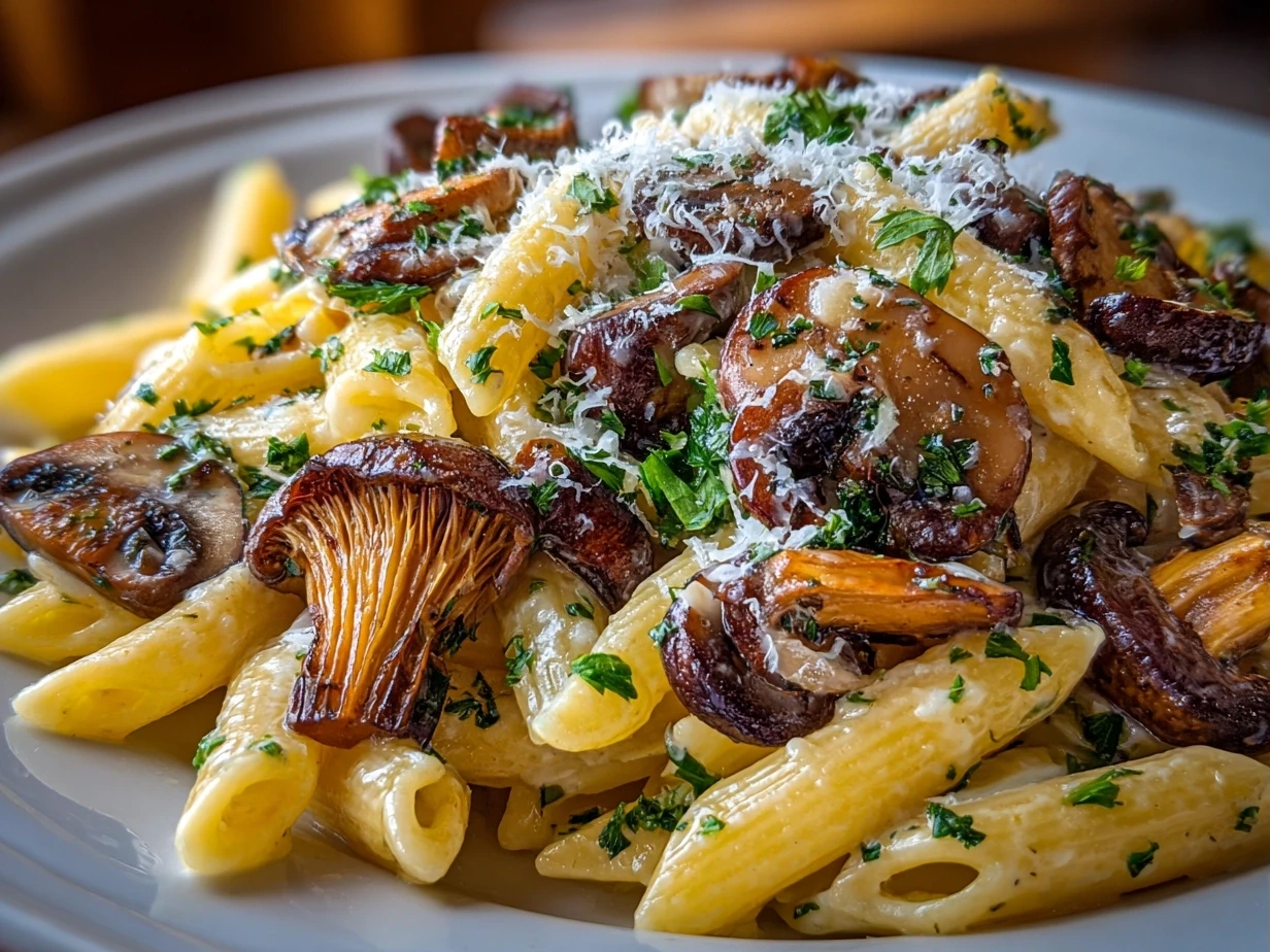 Freshly Prepared Mushroom Gruyere Pasta