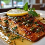 Freshly Prepared Salmon Piccata Plate