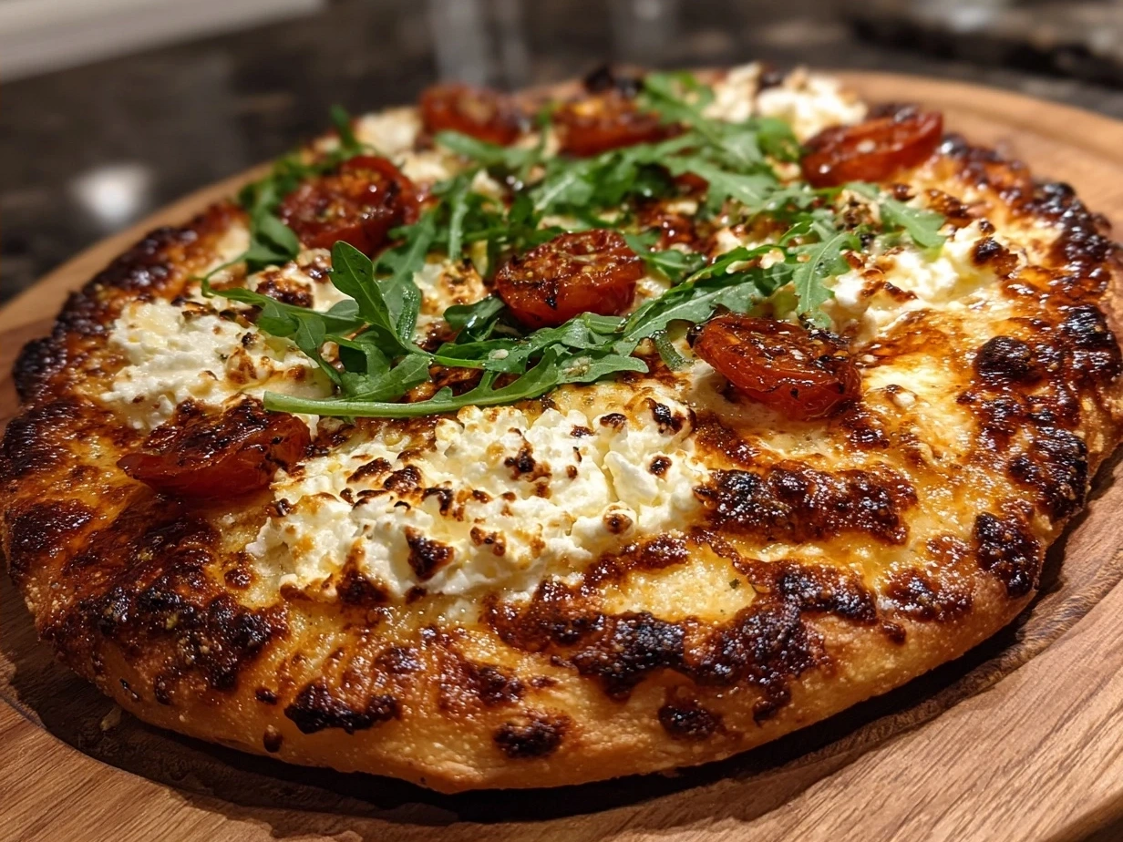 Final baked Honey Ricotta Pizza ready to be served