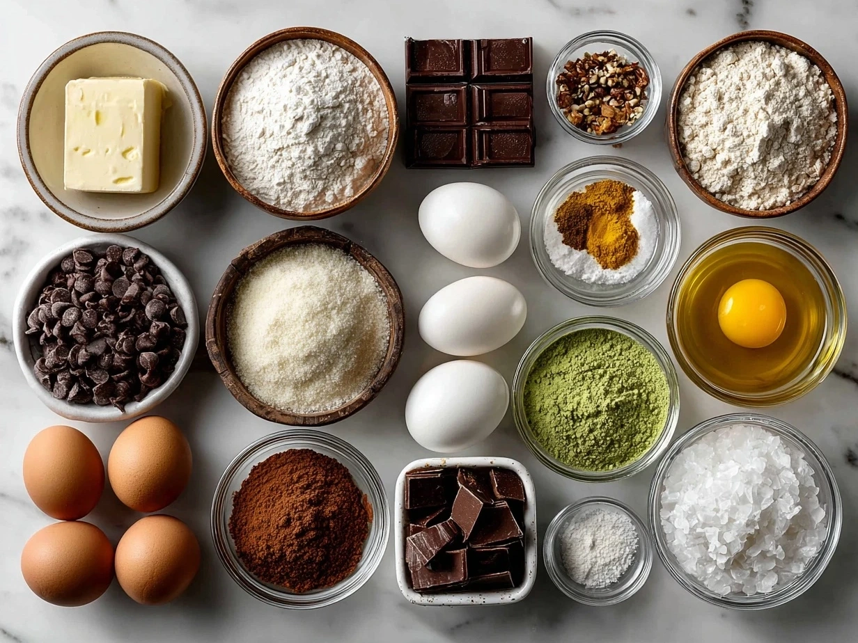 Ingredients needed to make Hidden Heart Chocolate Loaf Cake
