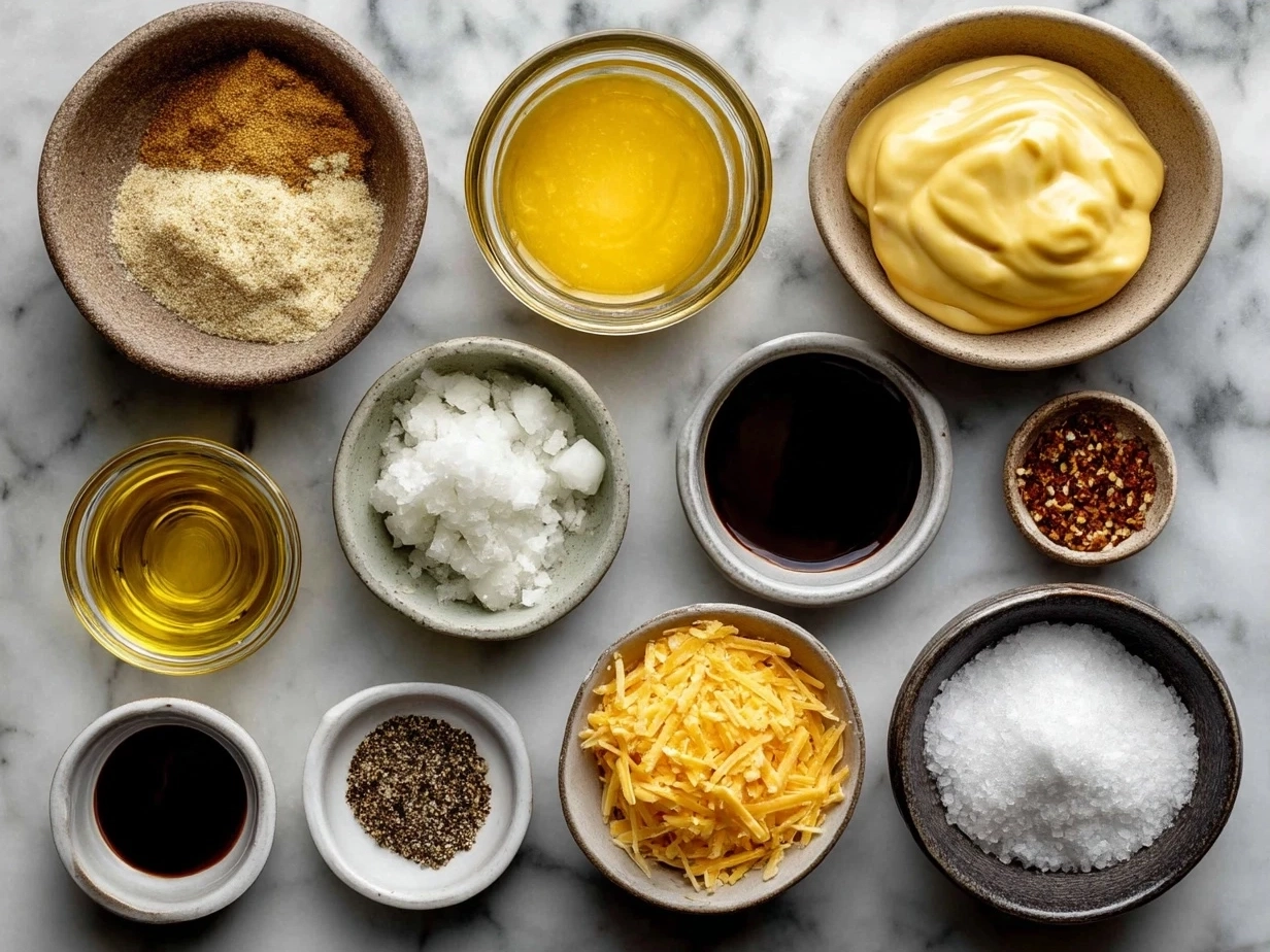 Ingredients for authentic nacho cheese sauce on a kitchen counter