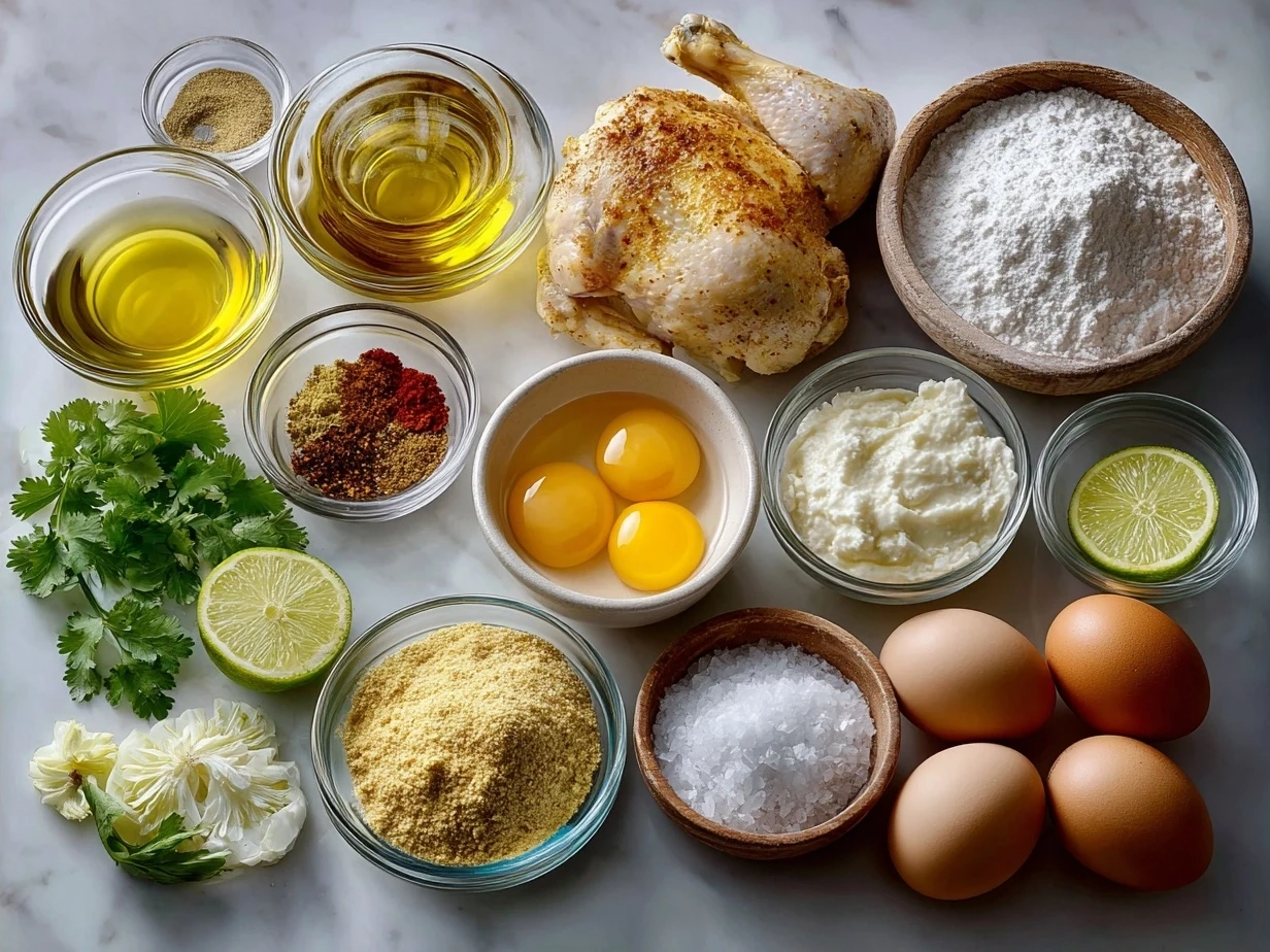 Ingredients for Peruvian-Style Roast Chicken laid out on a kitchen counter