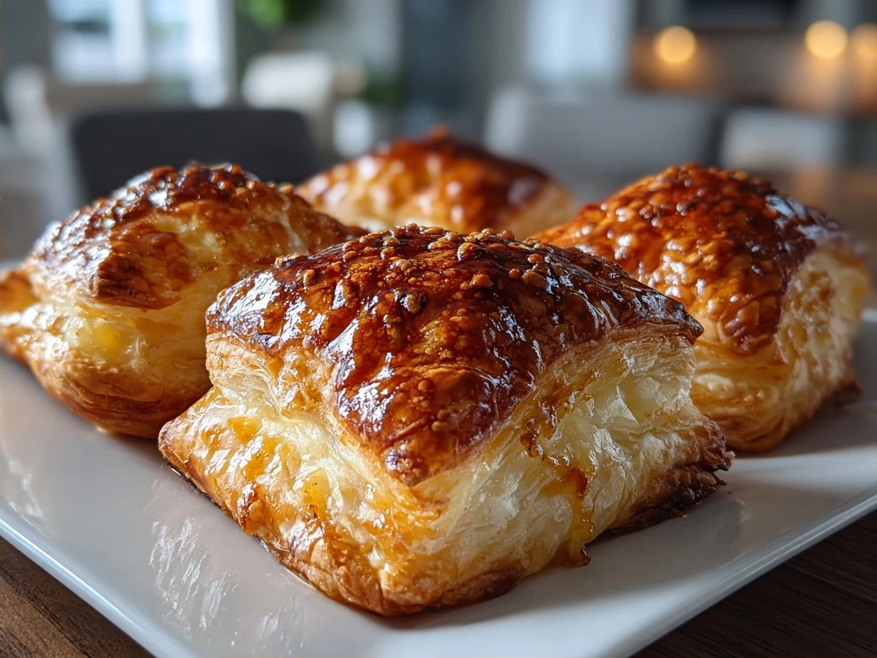 Golden baked Puff Pastry Brie Bites arranged beautifully for serving