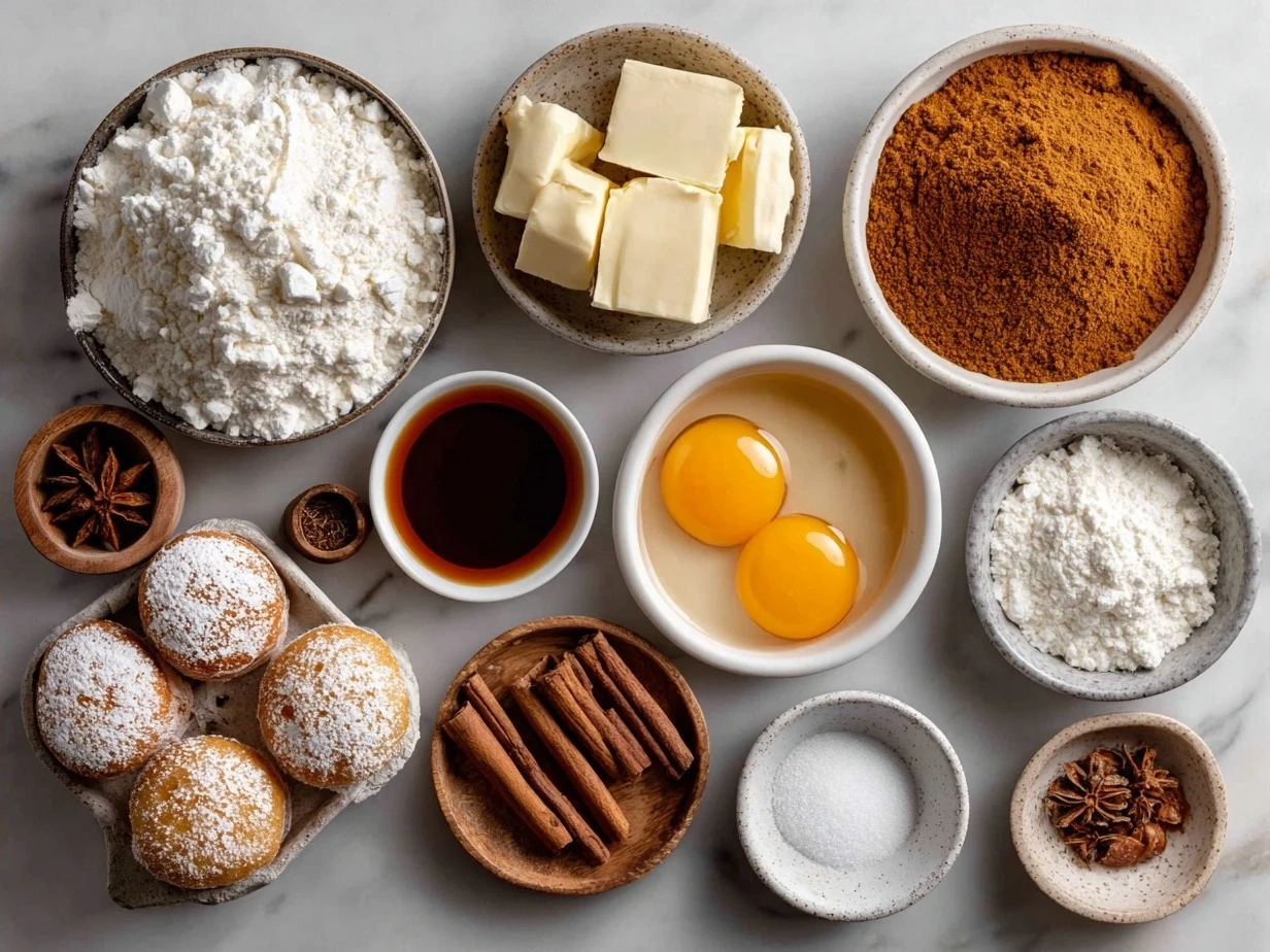 Ingredients for Pumpkin Spice French Toast Casserole: cubed brioche bread, pumpkin puree, milk, eggs, spices, and nuts