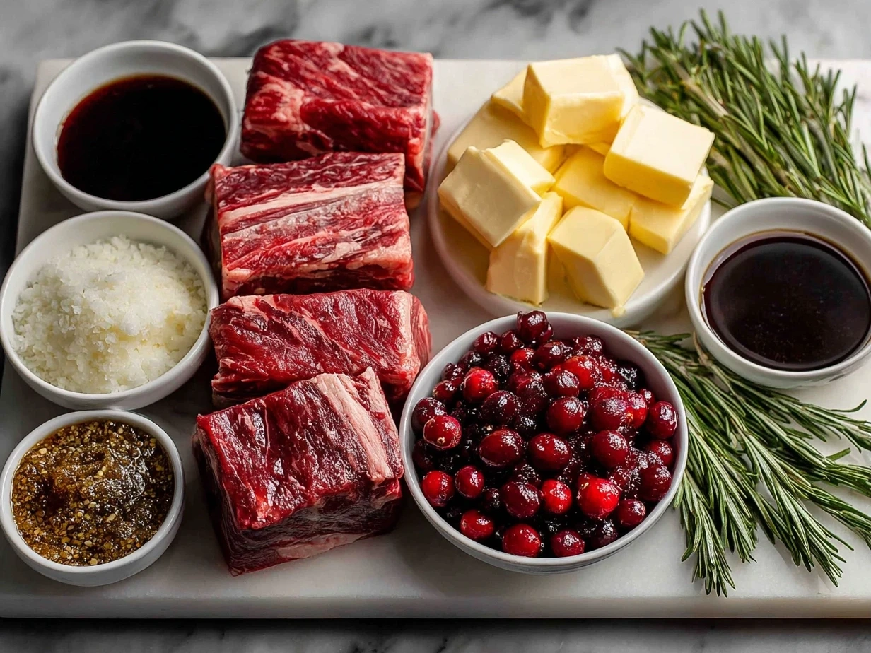 Ingredients for Short Rib Sliders with Balsamic Cranberry Sauce