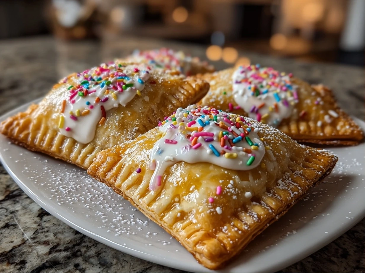 Slight angle close-up of finished Breakfast Pop Tarts