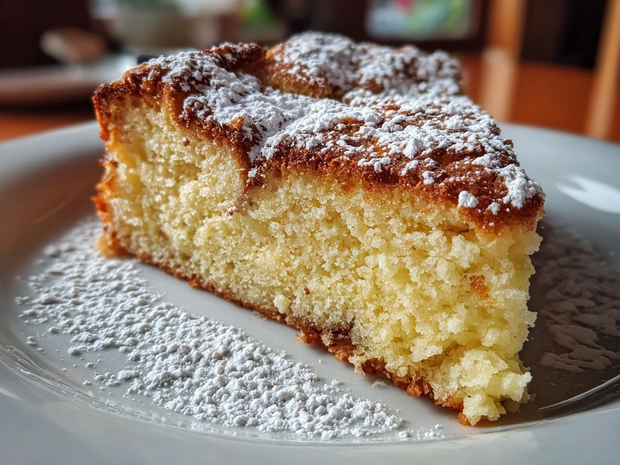 Slight angle close-up of finished Italian Love Cake with cream cheese frosting