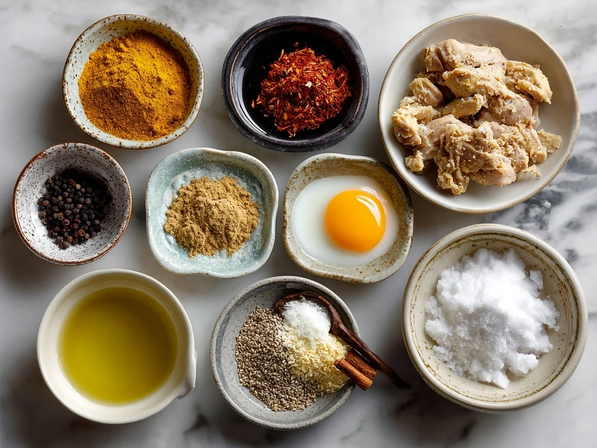 Ingredients for Slow Cooker Chicken Korma recipe with spices and fresh herbs