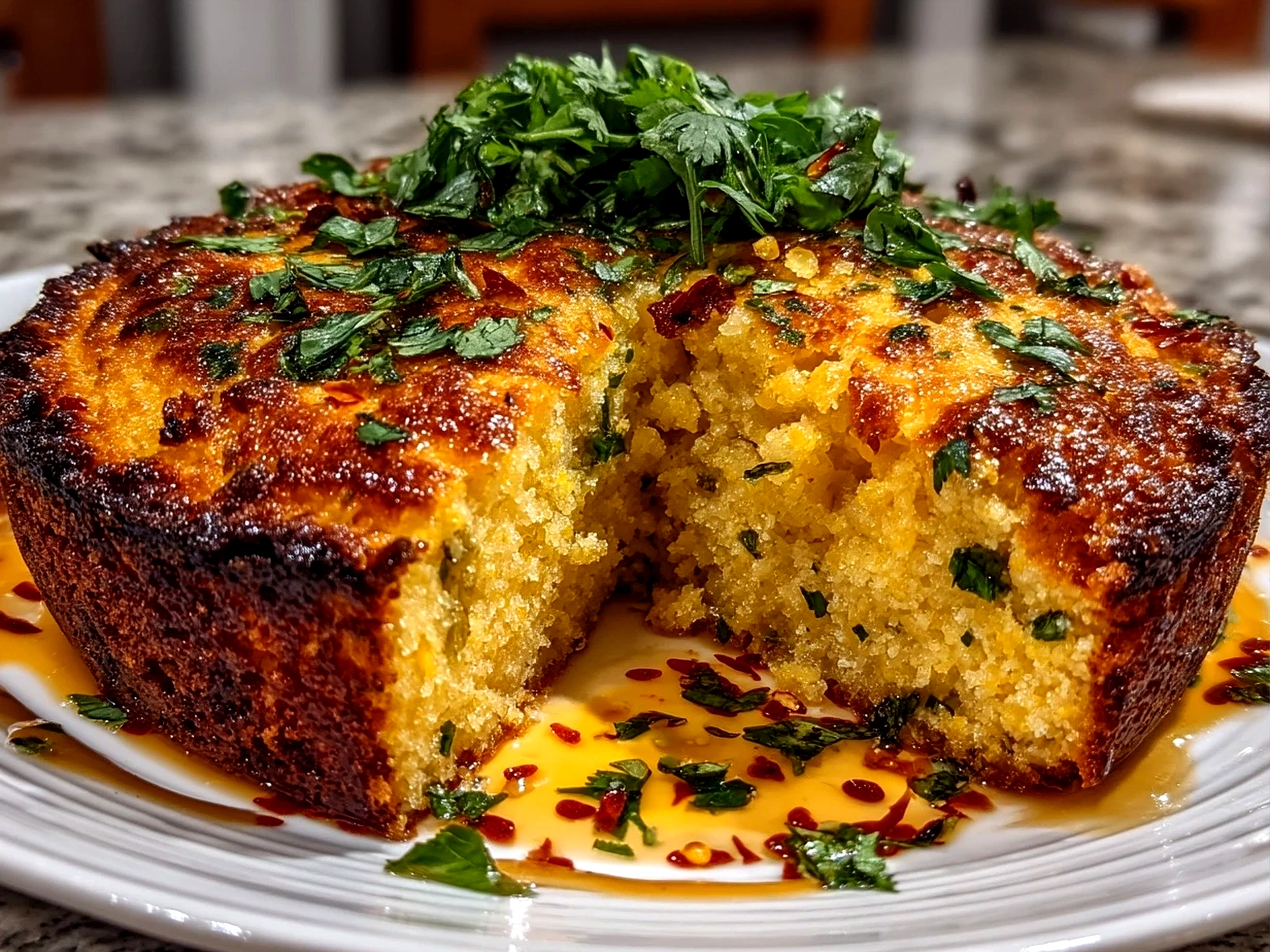 Freshly baked Southern Cornbread with crispy edges ready to serve