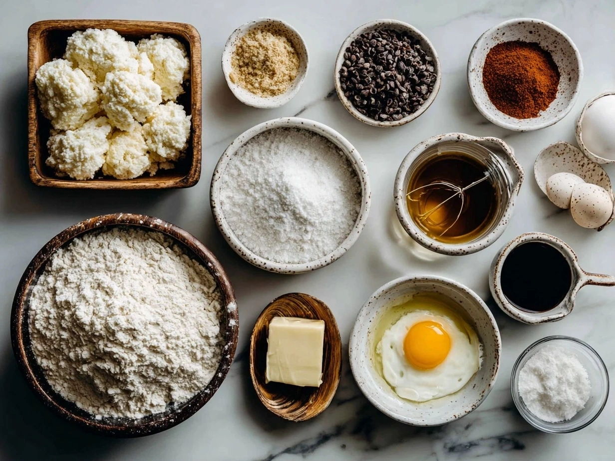 Top down view of raw ingredients laid out for Italian Love Cake