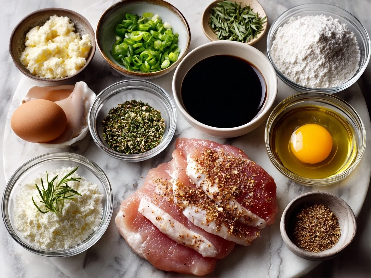 Ingredients for Turkey Medallions with Orange Teriyaki Sauce including turkey medallions, orange juice, soy sauce, garlic, and ginger