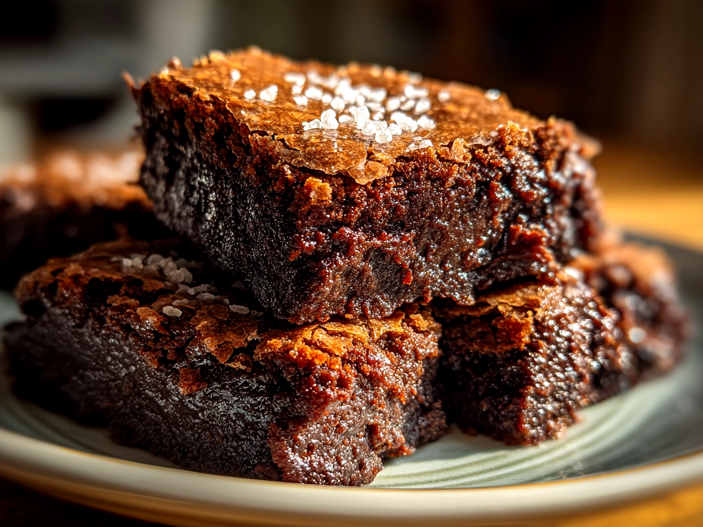 A plate of vegan brownies served with fresh berries and ice cream