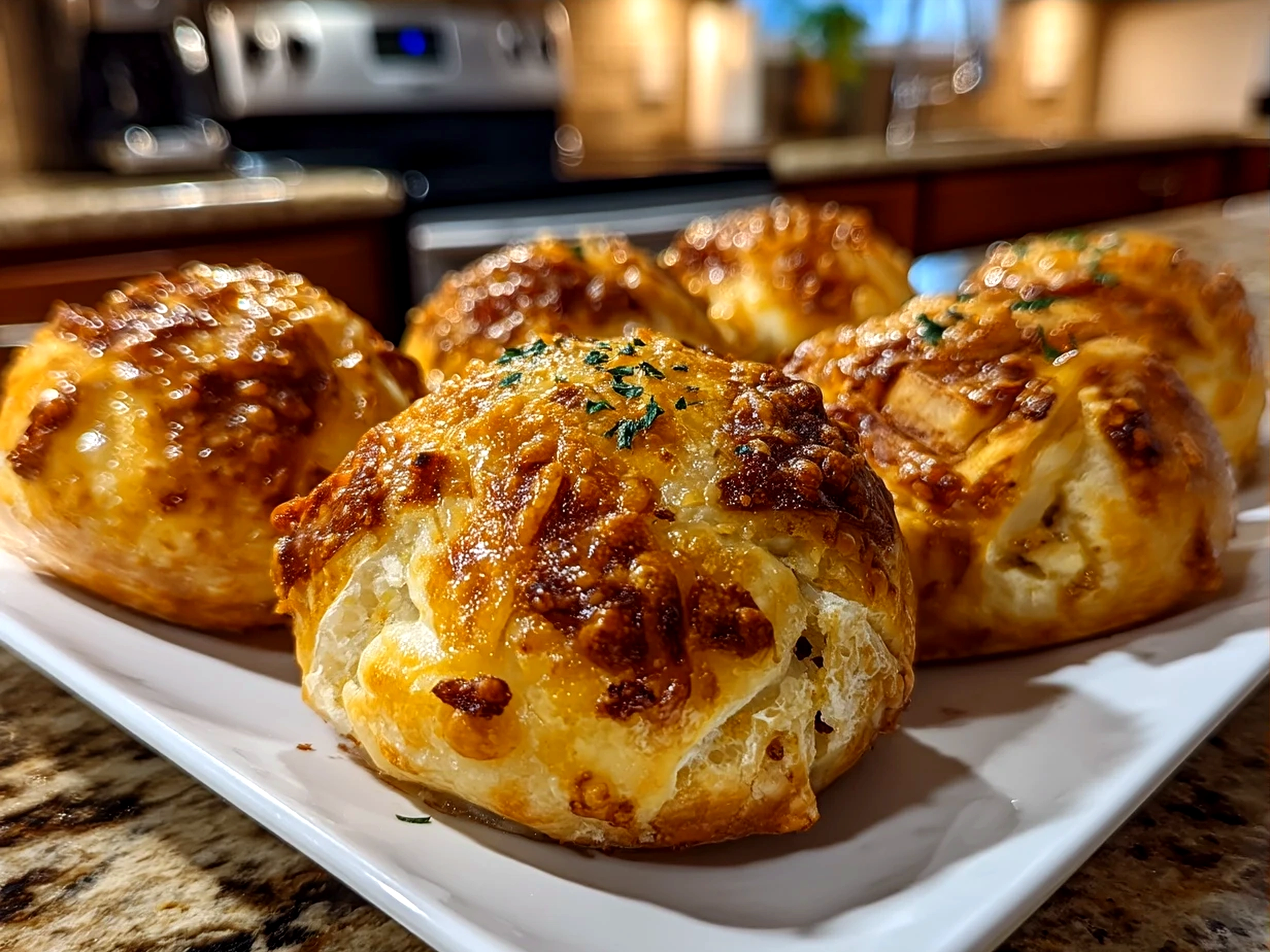 Air Fryer Apple Pie Bombs served golden brown and ready to enjoy