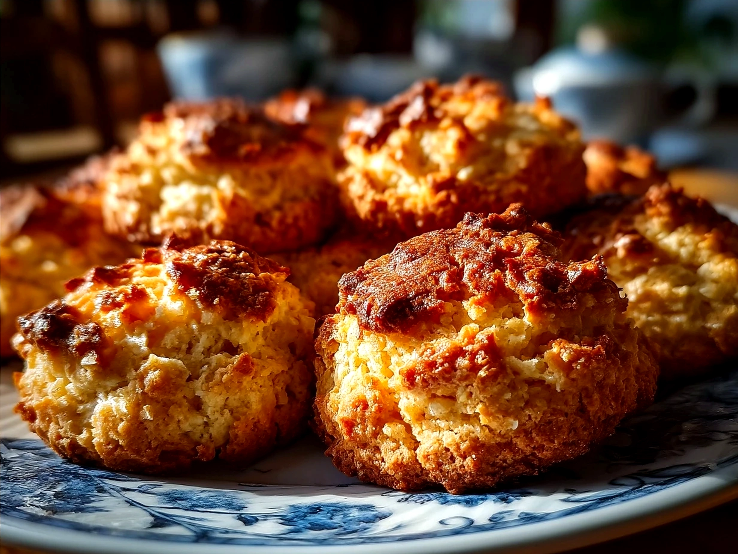Freshly baked Breakfast Protein Biscuits served warm on a plate ready to enjoy
